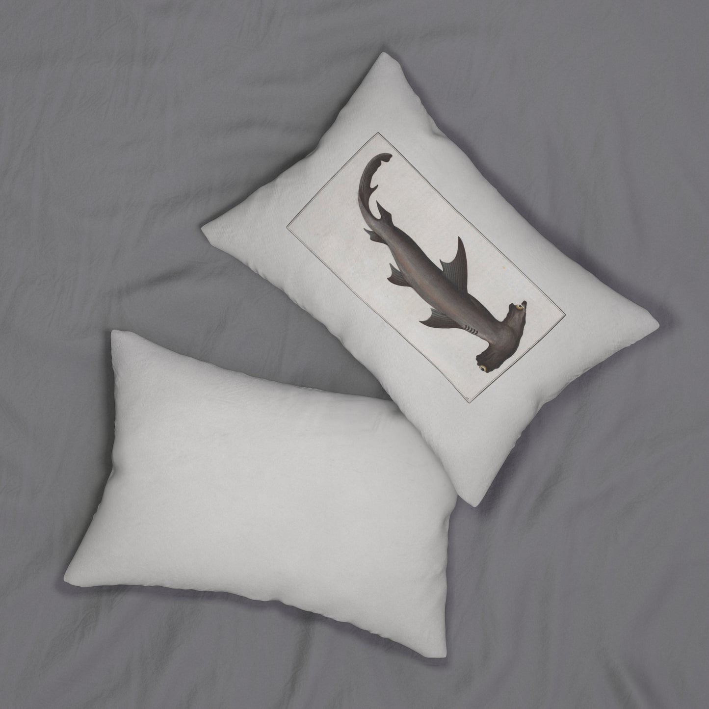 Vintage Illustration Hammerhead Shark Spun Polyester Lumbar Pillow