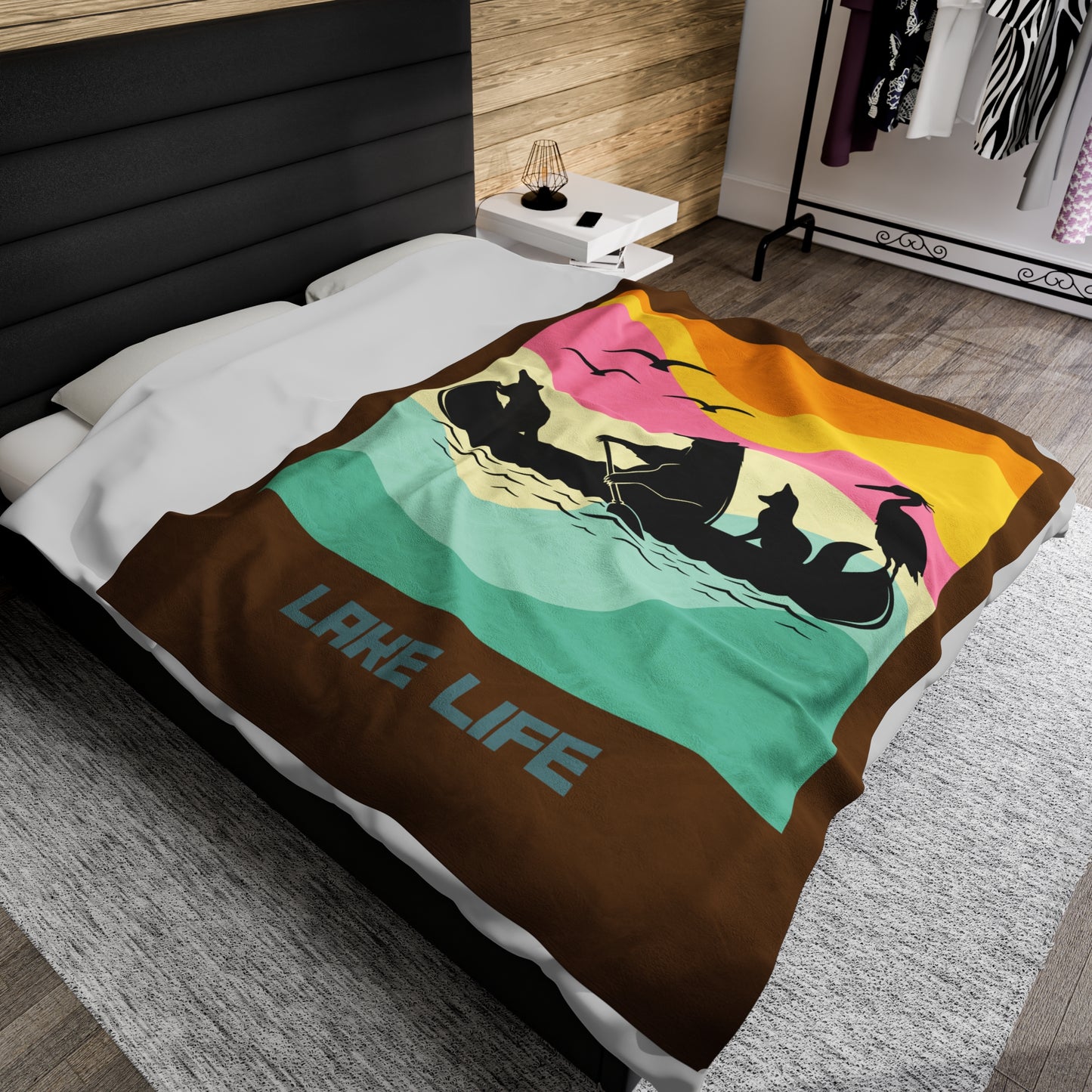 Lake Life Velveteen Plush Blanket