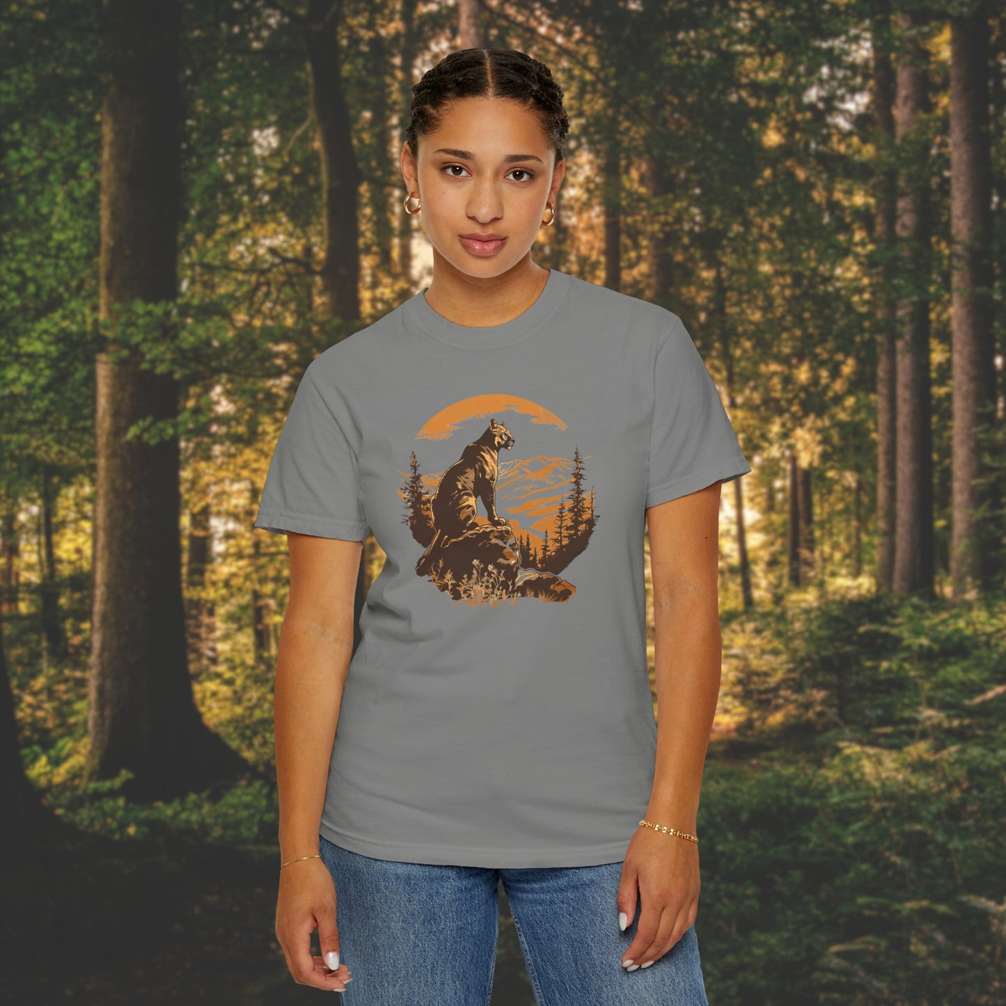 Vintage Vibes Mountain Lion Unisex Garment-Dyed T-shirt