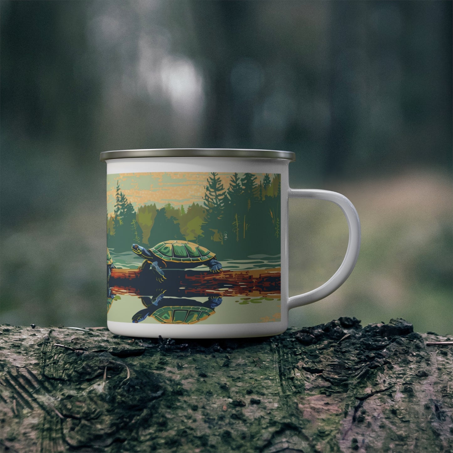 Lake Life Turtles Enamel Camping Mug