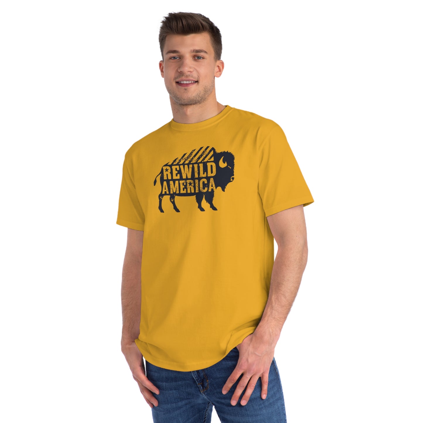 Rewild America Eco-Friendly Vintage Rustic Bison Organic  T-Shirt