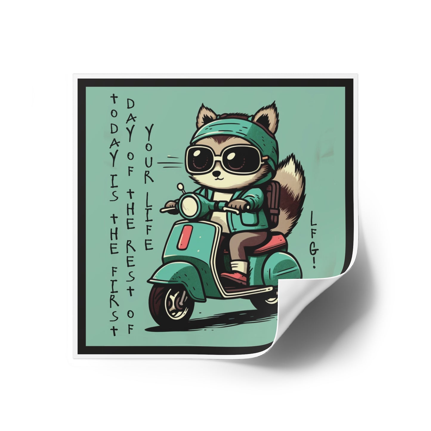 LFG! Raccoon Square Stickers, Indoor\Outdoor