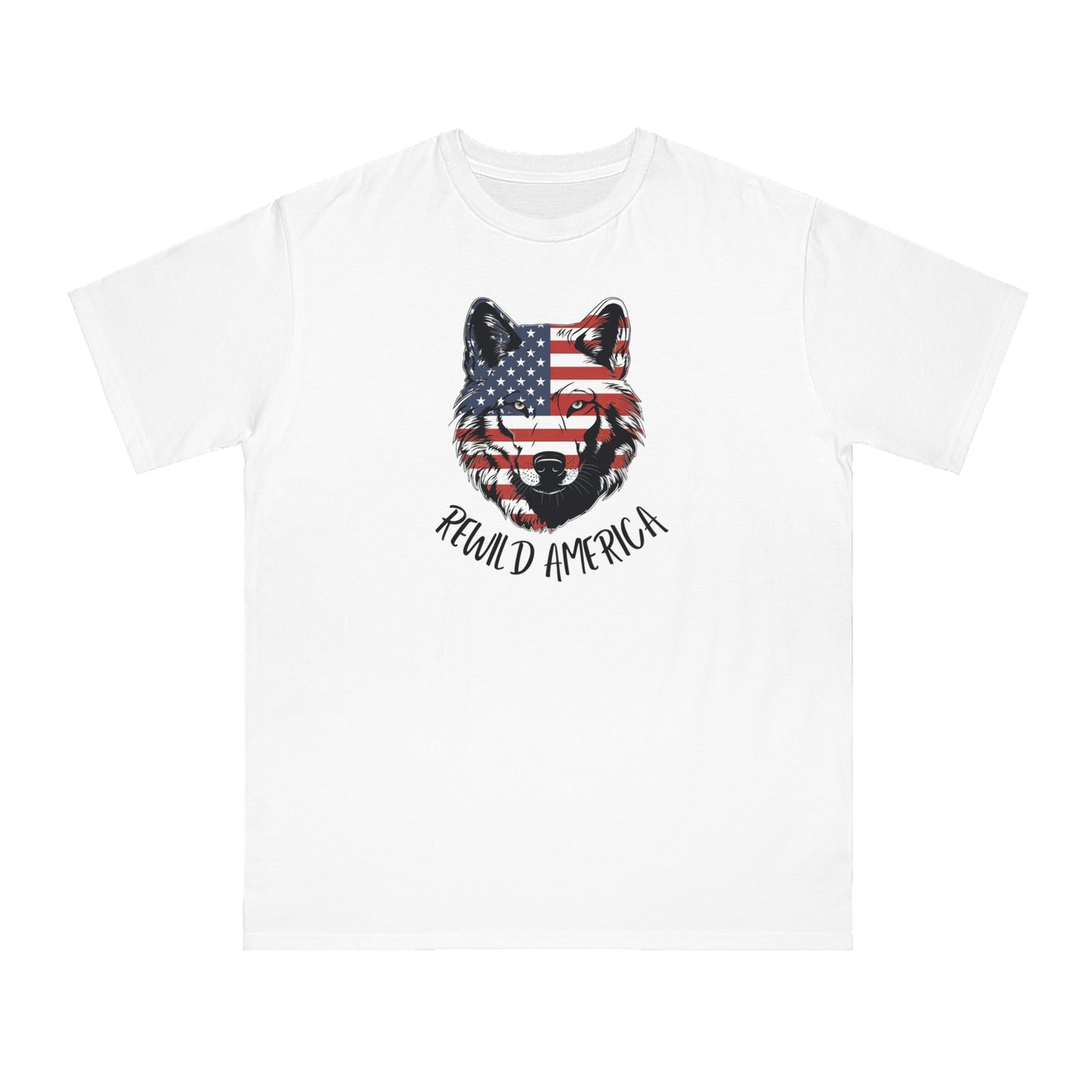 Rewild America Patriotic Wolf Eco-Friendly Organic Cotton Unisex T-Shirt