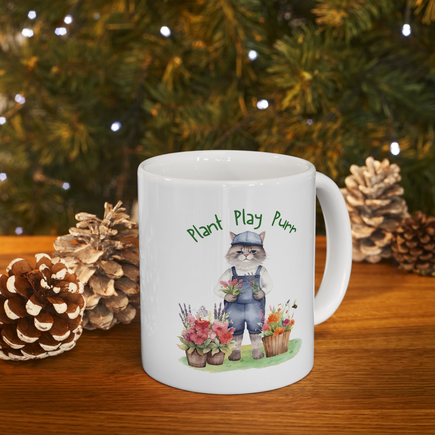 Plant, Play, Purr Ceramic Mug