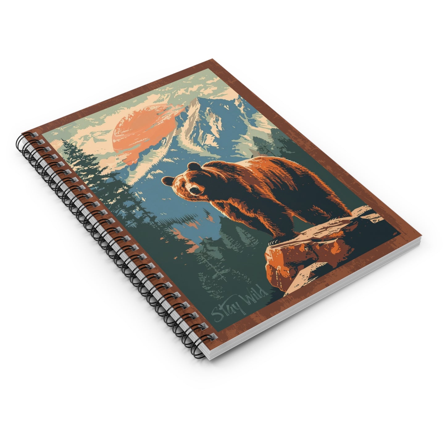 Stay Wild Grizzly Spiral Notebook - Ruled Line