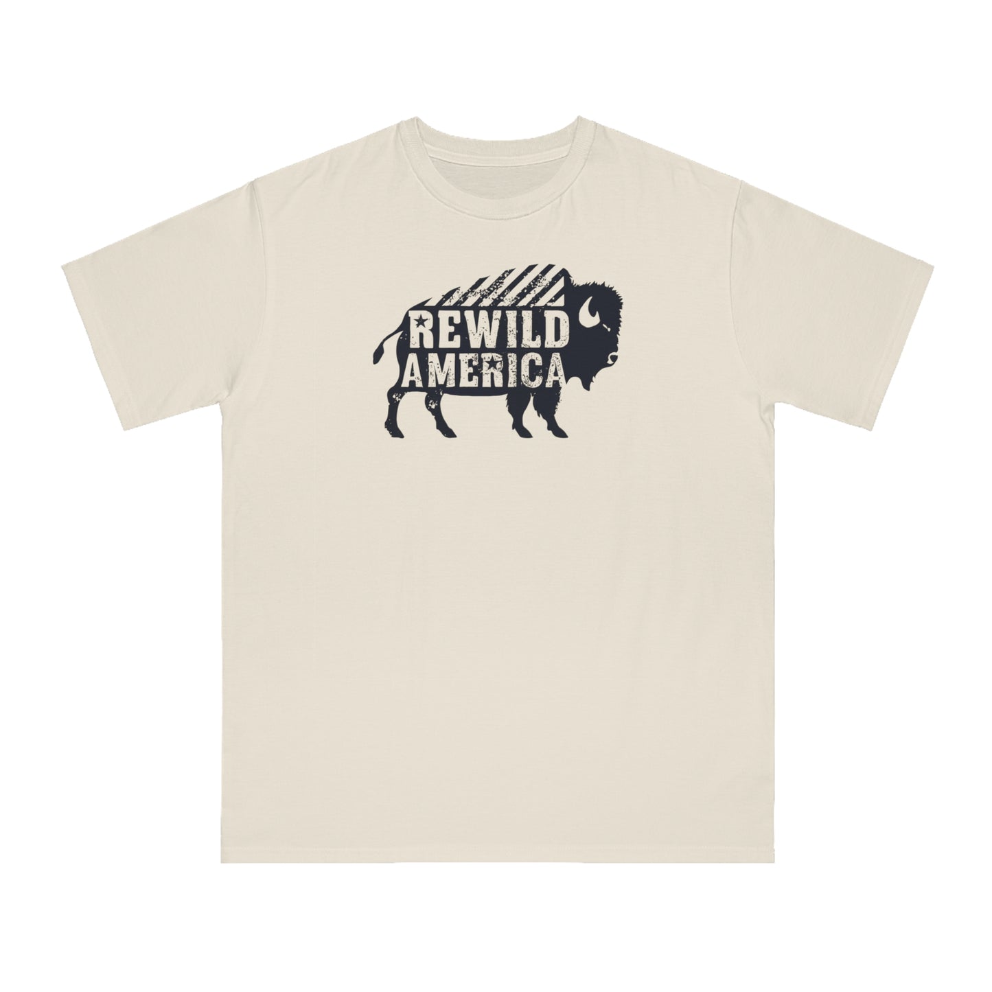 Rewild America Eco-Friendly Vintage Rustic Bison Organic  T-Shirt