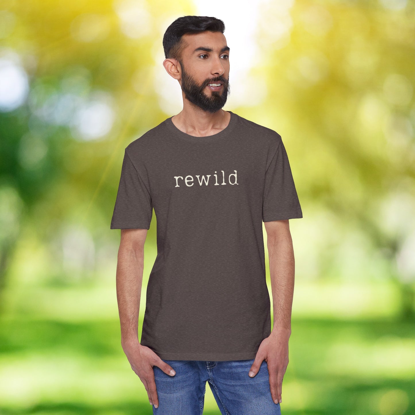 rewild typewriter text Eco-friendly Unisex District® Re-Tee®