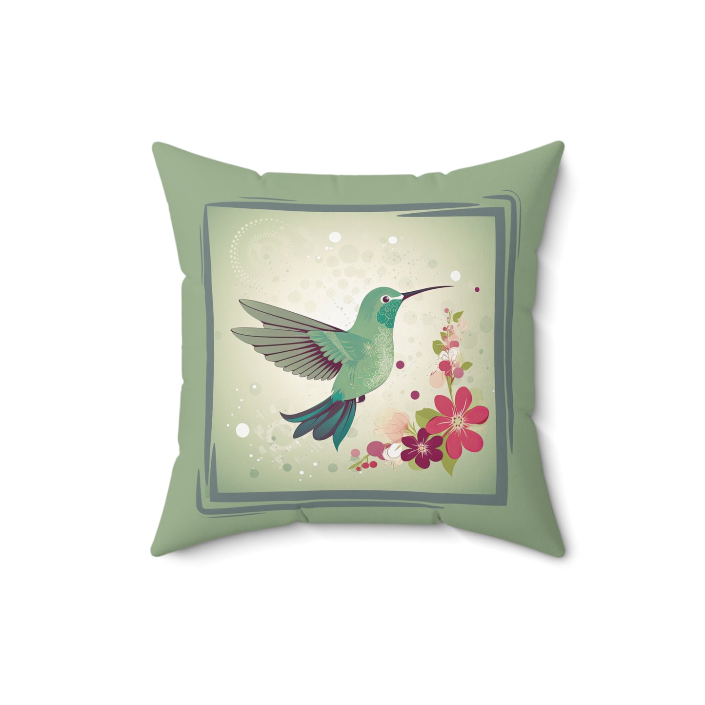 Happiness is a Hummingbird Spun Polyester Square Pillow