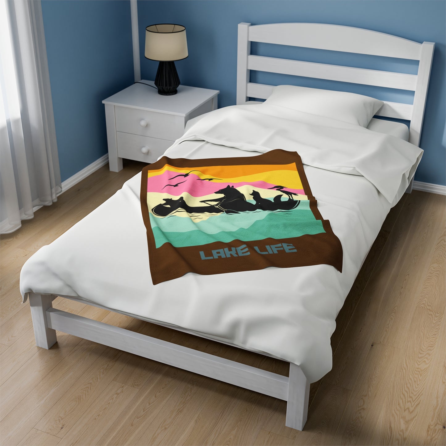 Lake Life Velveteen Plush Blanket