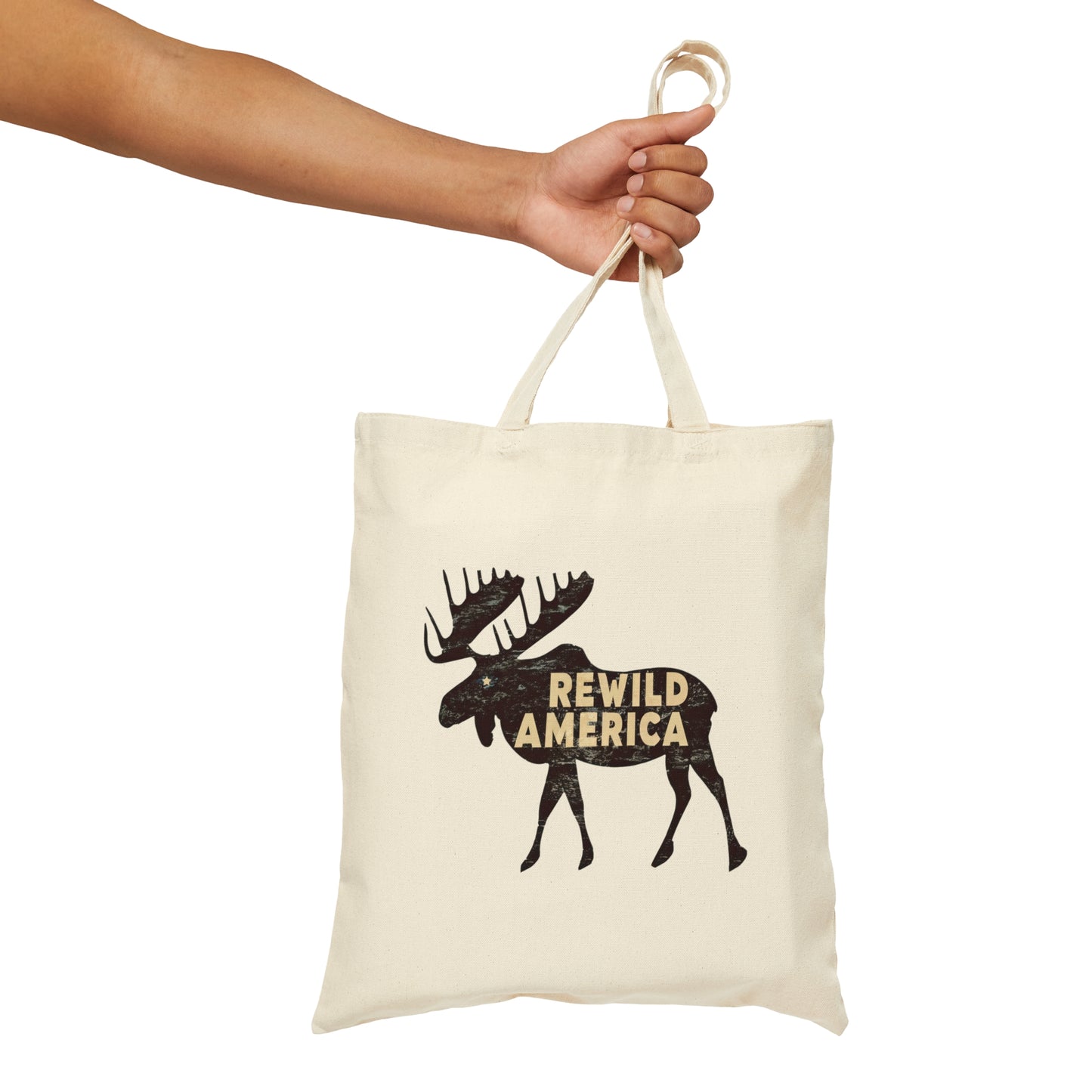 Rewild America Vintage Moose Cotton Canvas Tote Bag