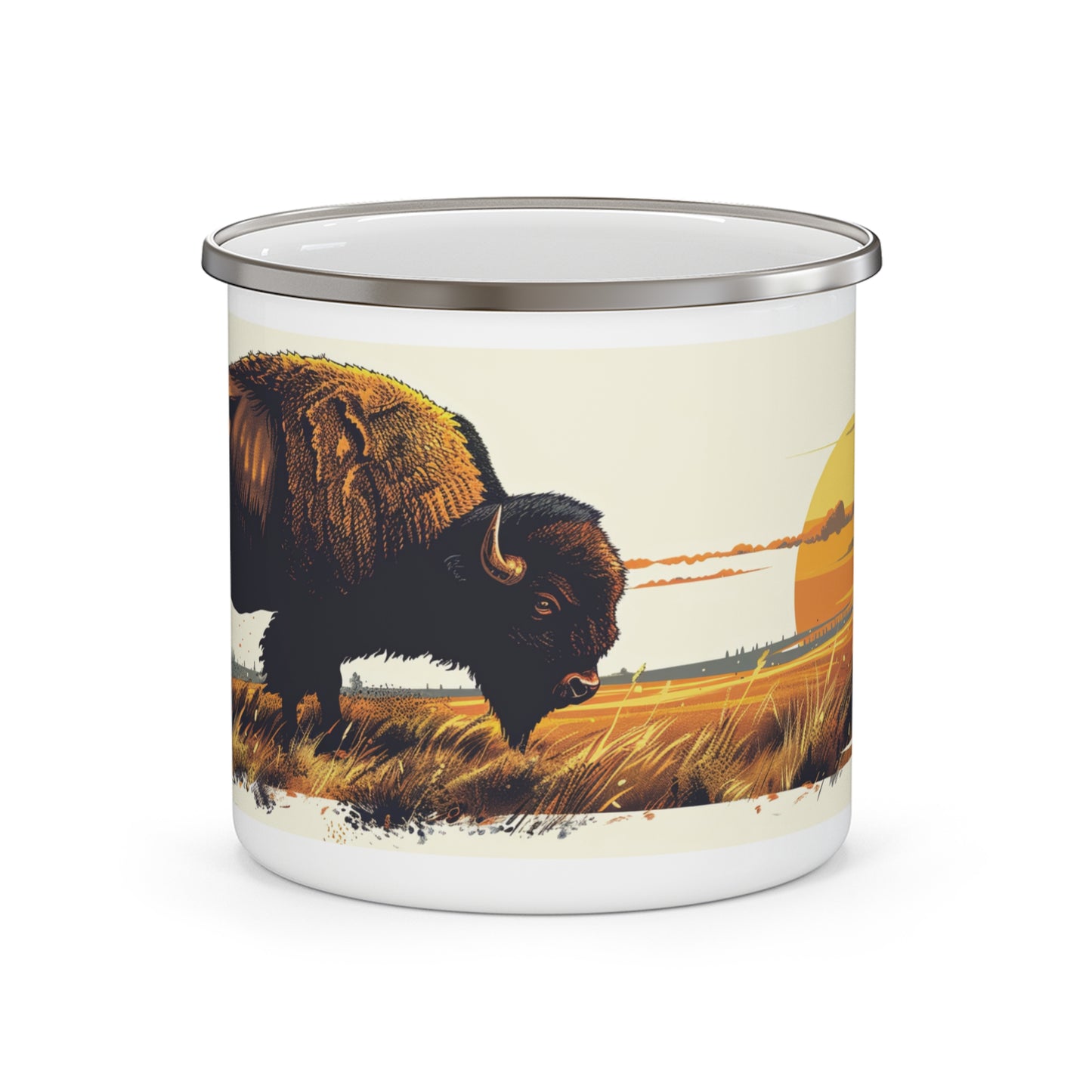 Vintage Vibes American Bison/ Buffalo Enamel Camping Mug