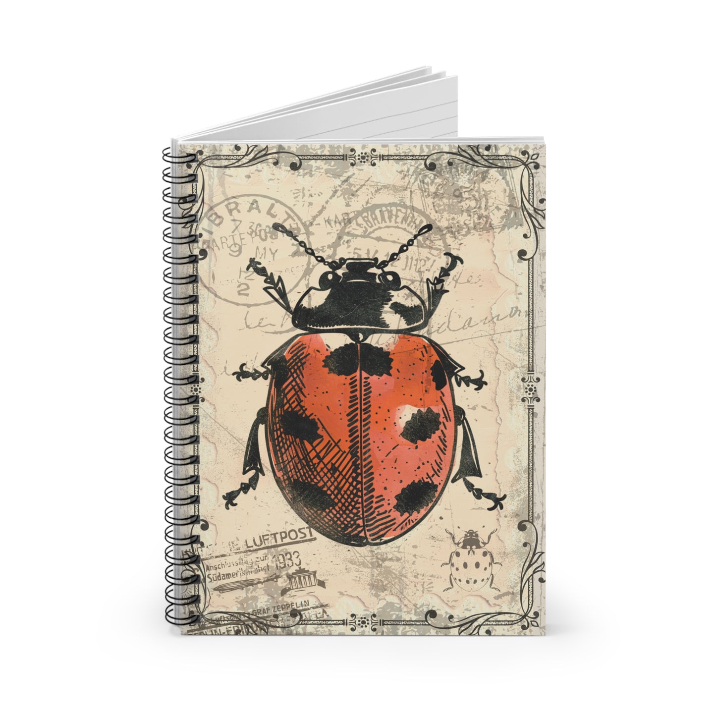 Ladybug Stamp Spiral Notebook - Ruled Line