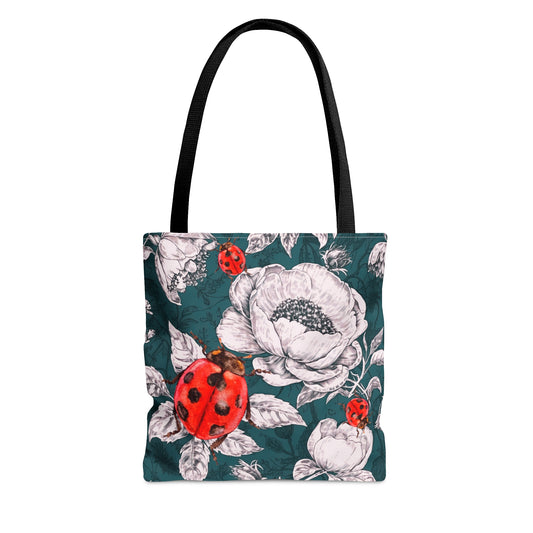 Ladybug Green Toile Tote Bag