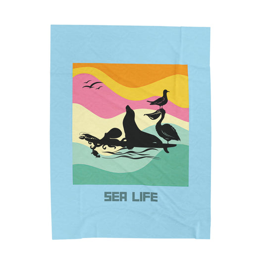 Sea Life Velveteen Plush Blanket