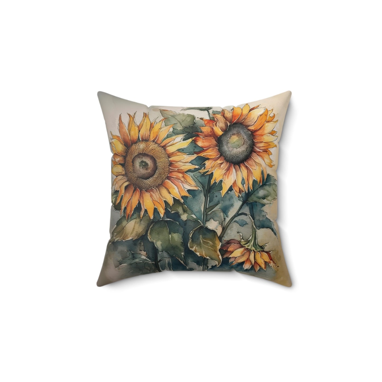 Moody Sunflowers Spun Polyester Square Pillow