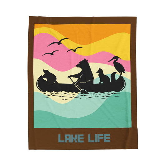 Lake Life Velveteen Plush Blanket