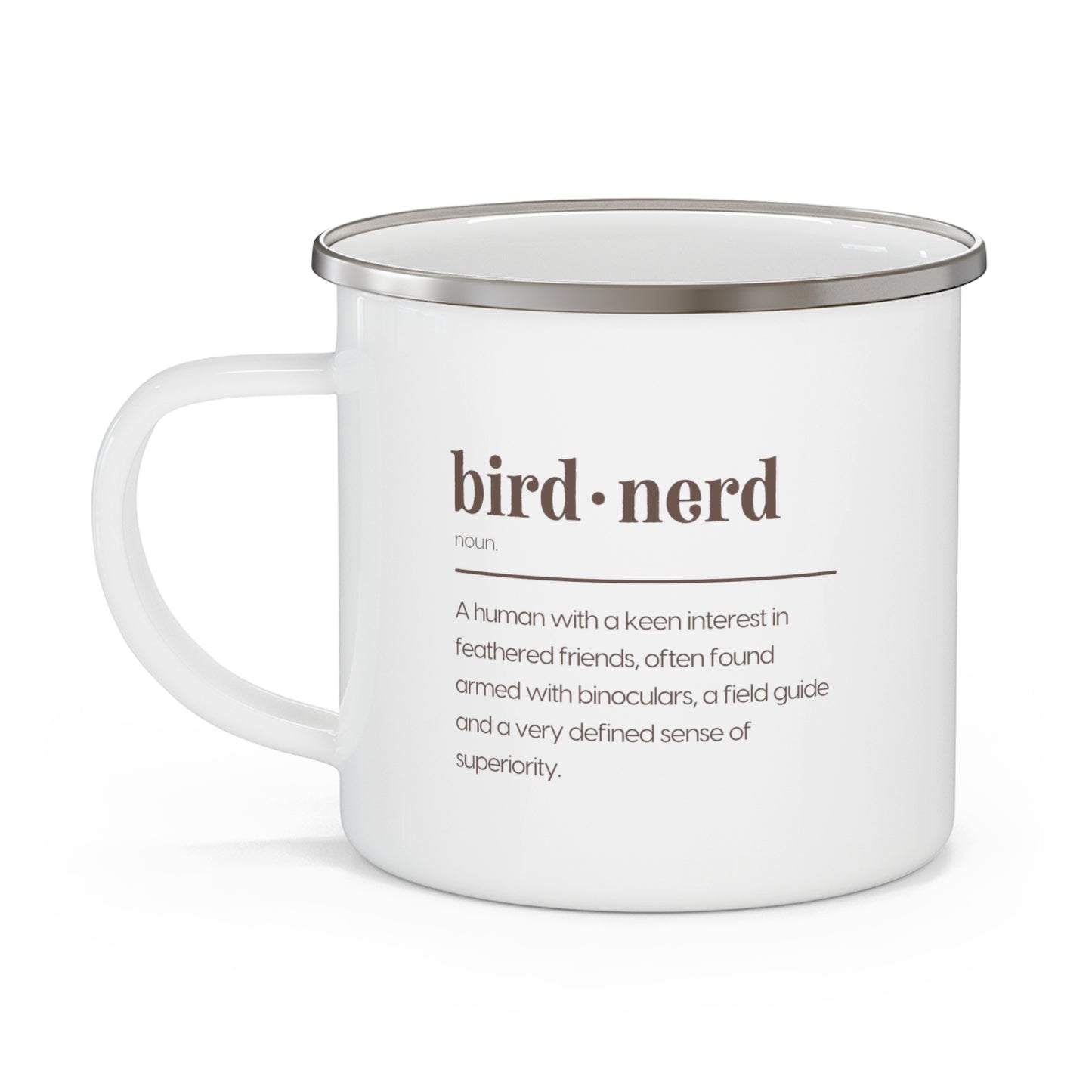 bird nerd definition Enamel Camping Mug