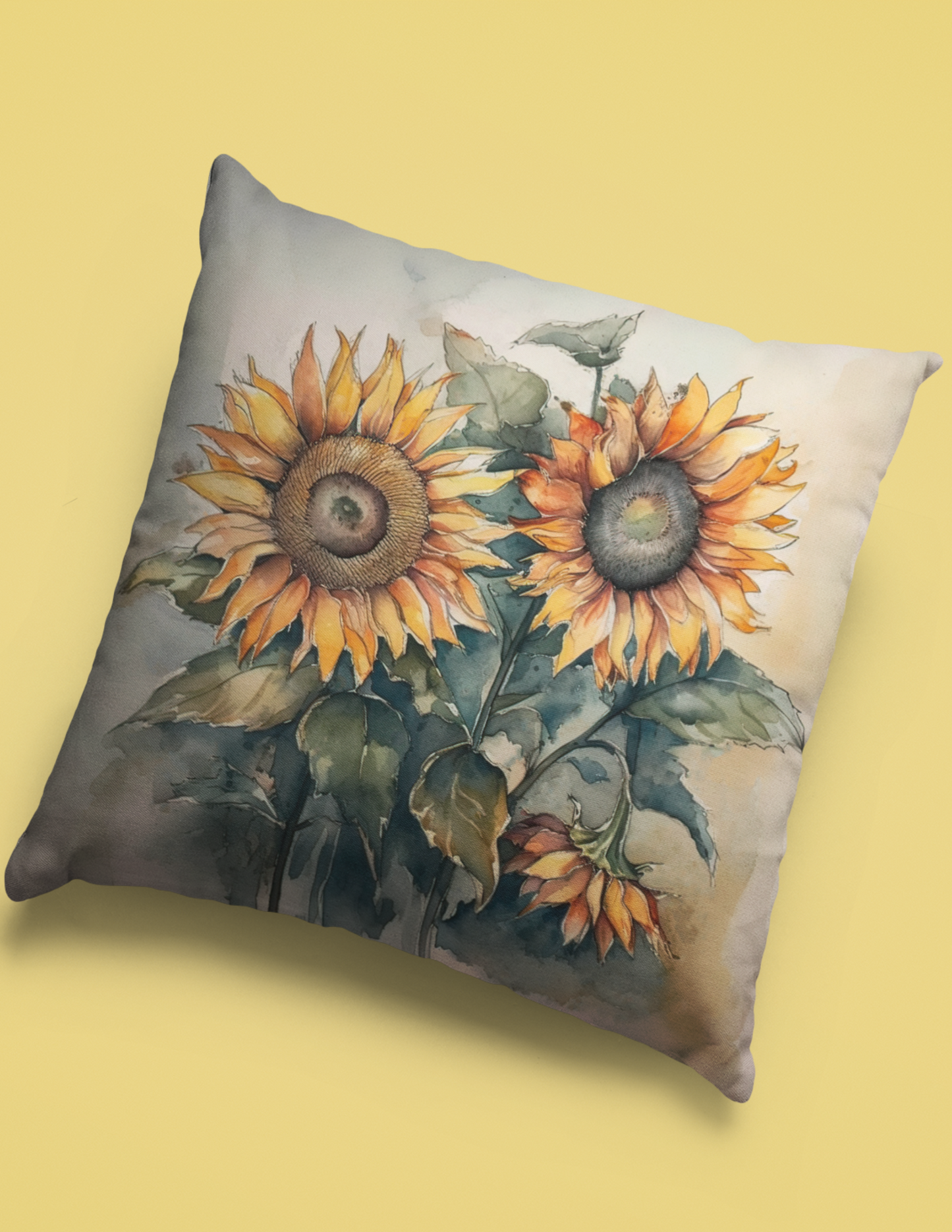 Moody Sunflowers Spun Polyester Square Pillow