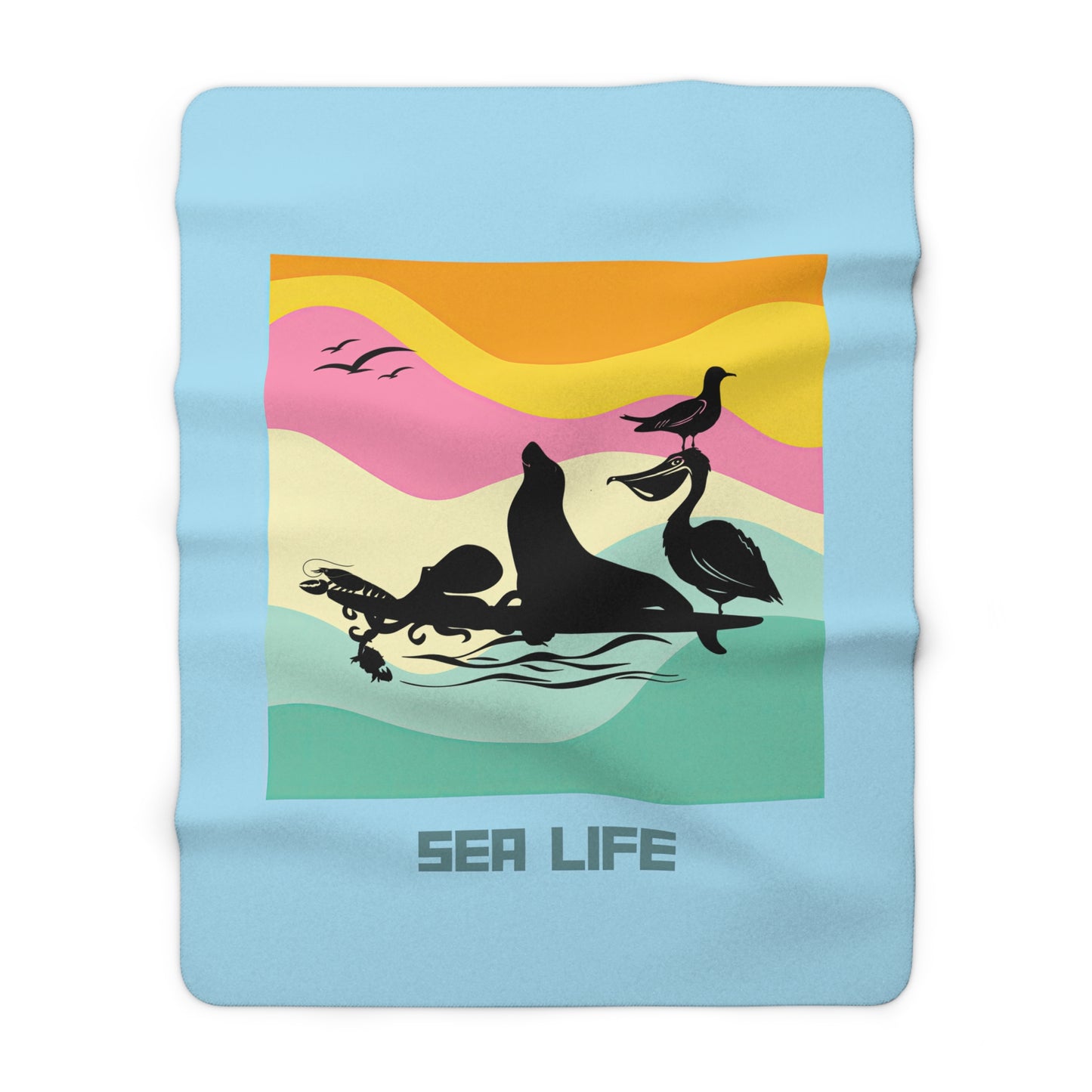 Sea Life Sherpa Fleece Blanket