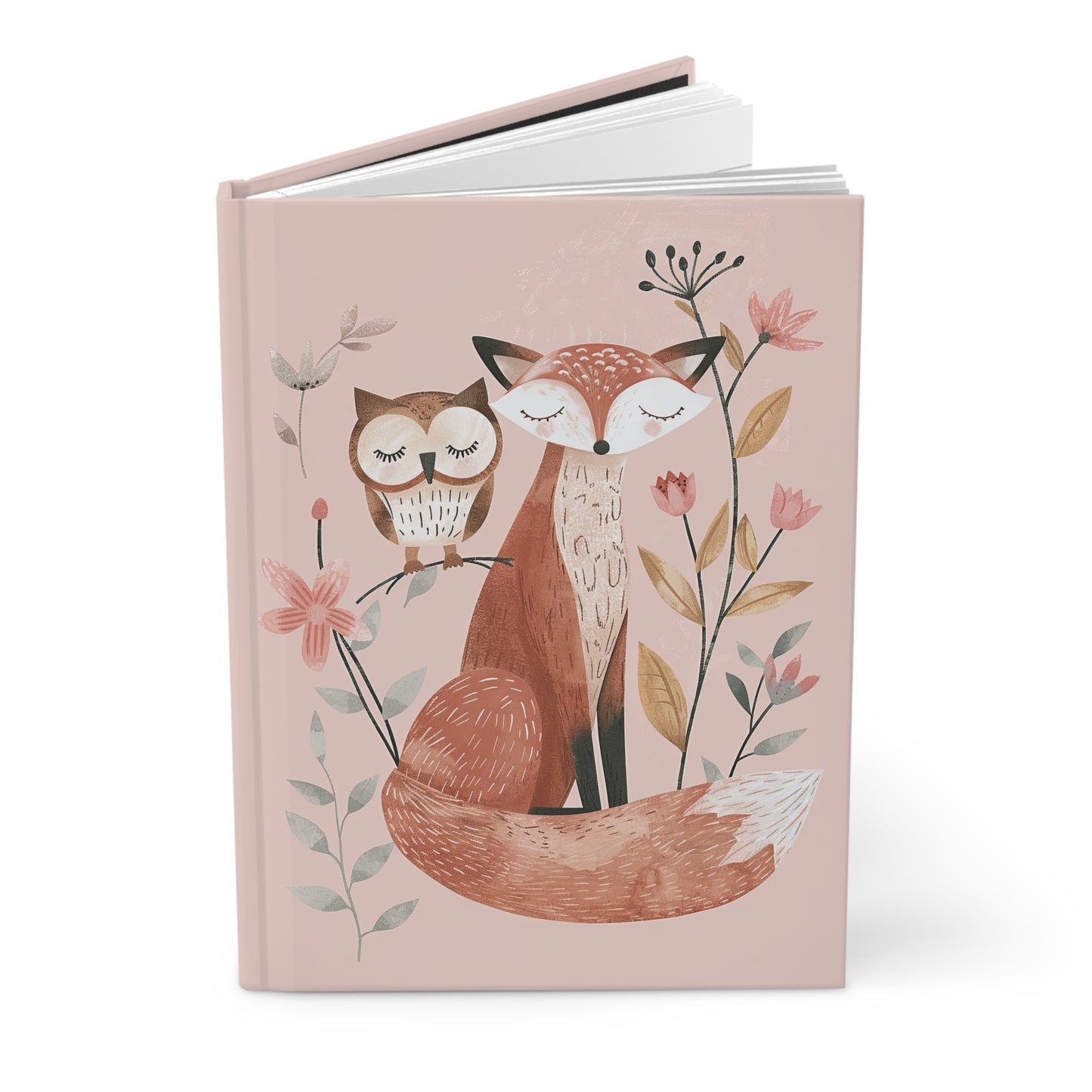 Owl and Fox Besties Blush Hardcover Journal