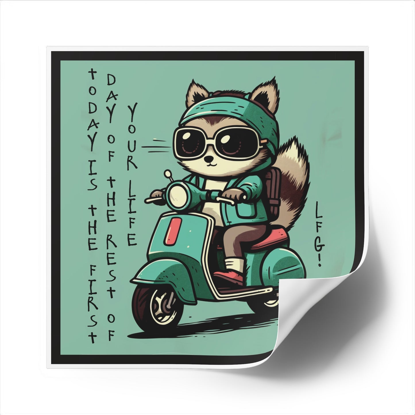 LFG! Raccoon Square Stickers, Indoor\Outdoor