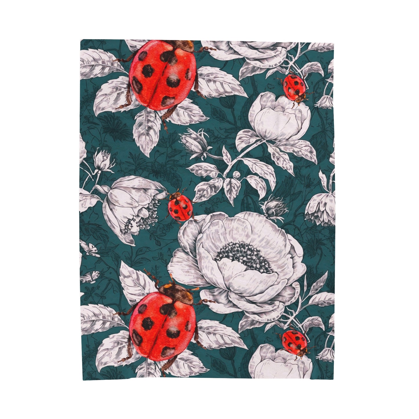 Ladybug Toile Velveteen Plush Blanket