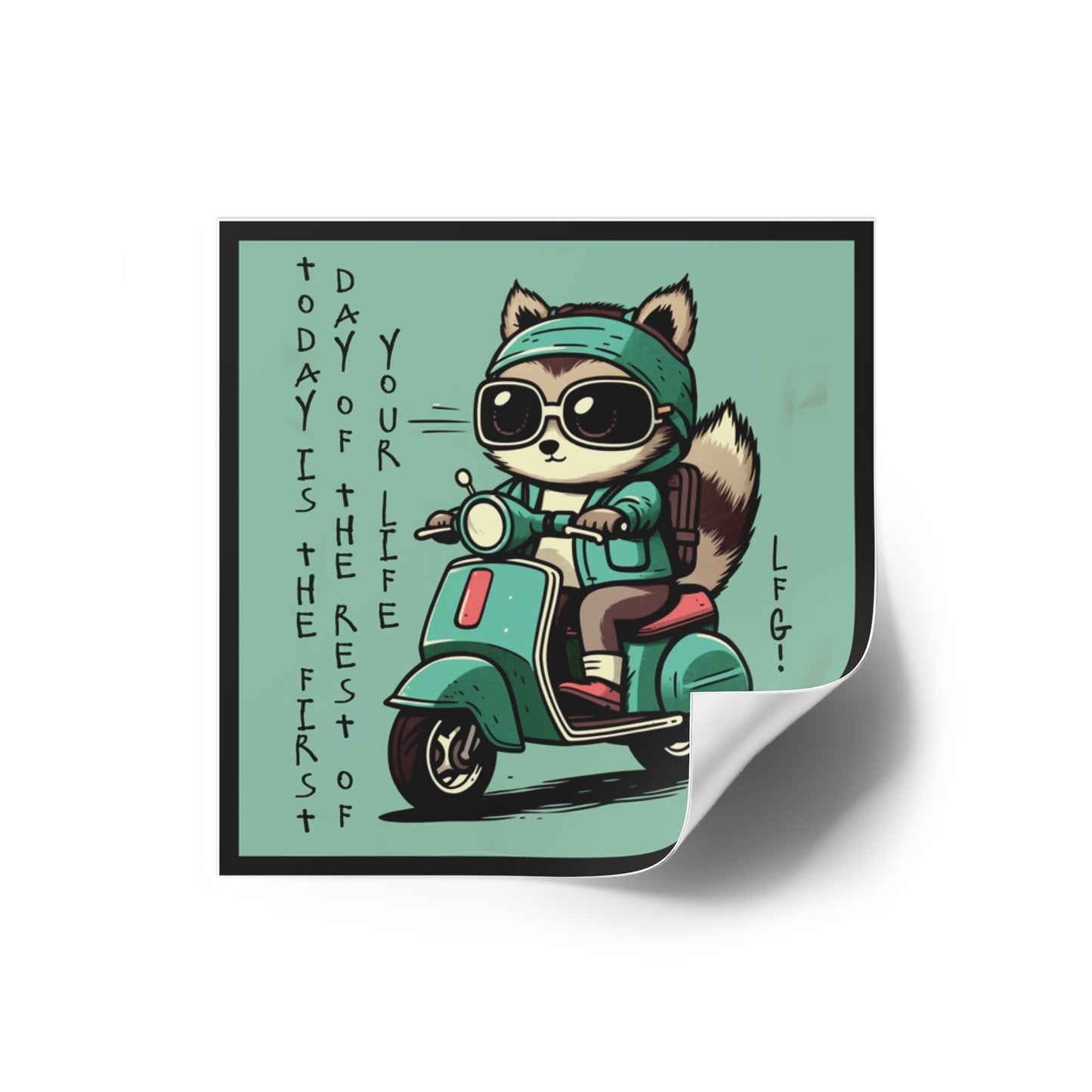 LFG! Raccoon Square Stickers, Indoor\Outdoor