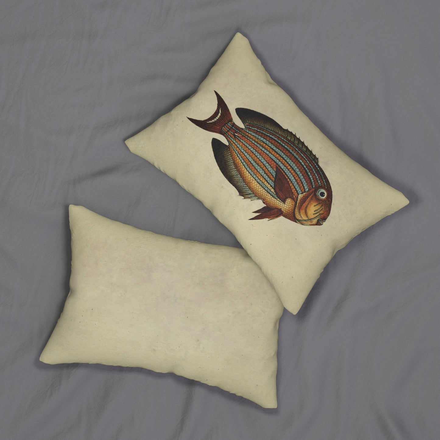 Vintage Illustration Clown Tang Fish Spun Polyester Lumbar Pillow