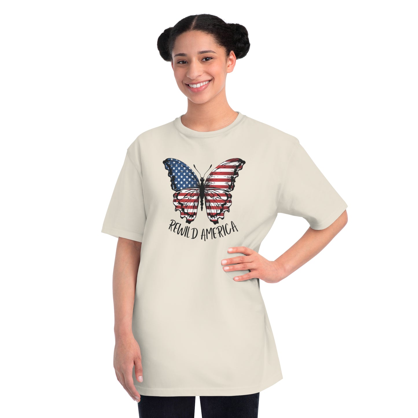 Rewild America Patriotic Butterfly Eco-Friendly Organic Cotton Unisex T-Shirt