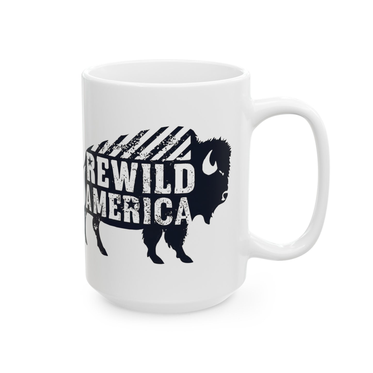 Rewild America American Bison/BuffaloCeramic Mug, (11oz, 15oz)