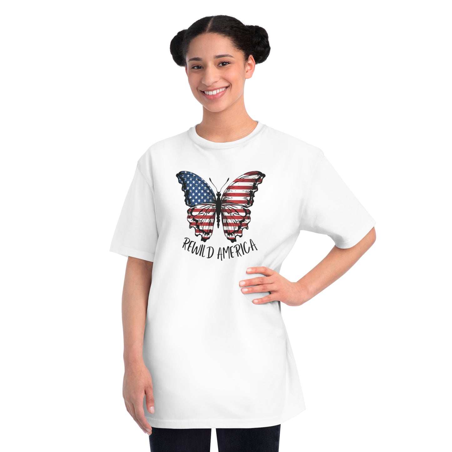 Rewild America Patriotic Butterfly Eco-Friendly Organic Cotton Unisex T-Shirt