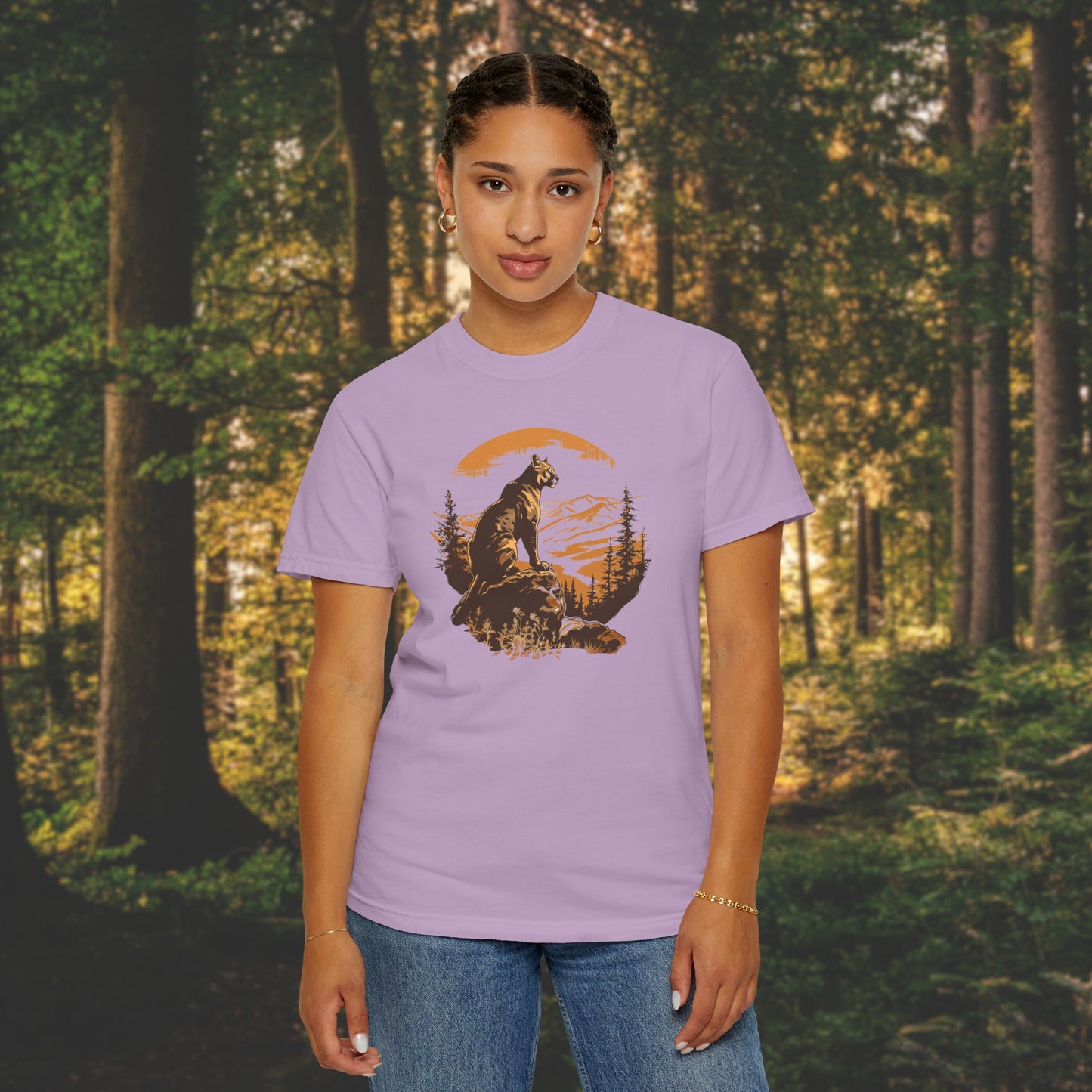 Vintage Vibes Mountain Lion Unisex Garment-Dyed T-shirt