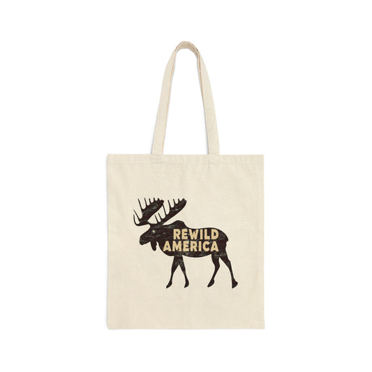 Rewild America Vintage Moose Cotton Canvas Tote Bag