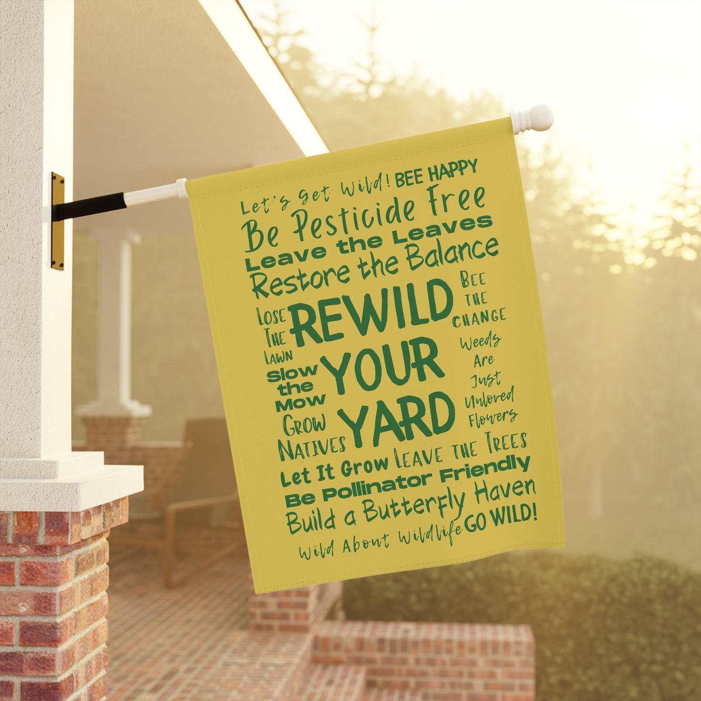 Rewild Your Garden Yellow with Green Text Garden & House Banner