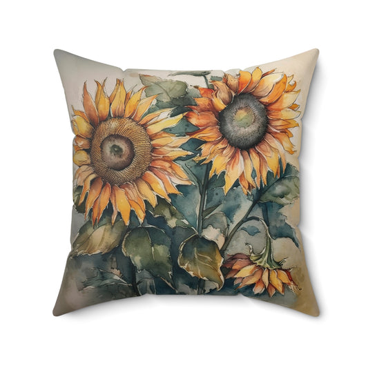 Moody Sunflowers Spun Polyester Square Pillow