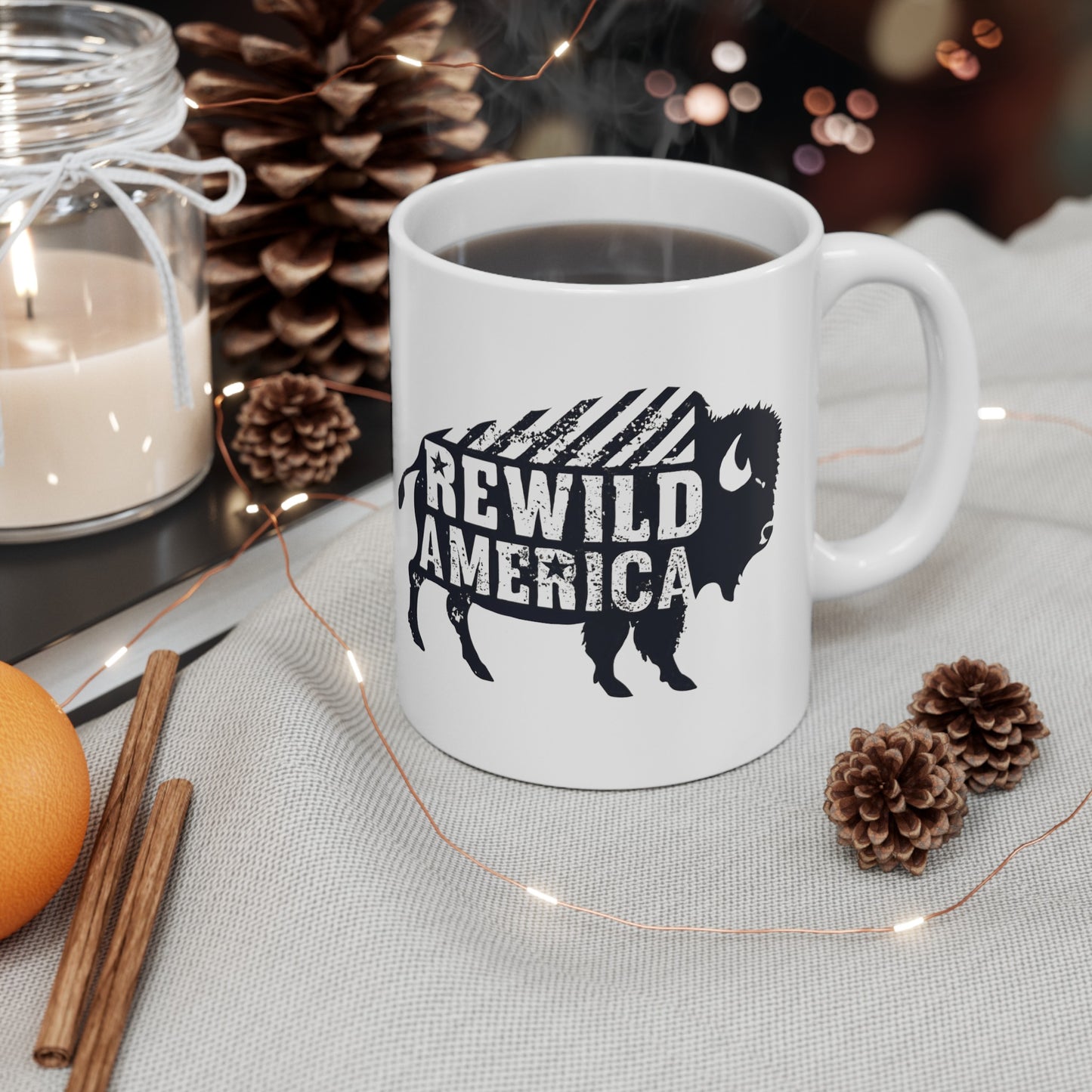 Rewild America American Bison/BuffaloCeramic Mug, (11oz, 15oz)