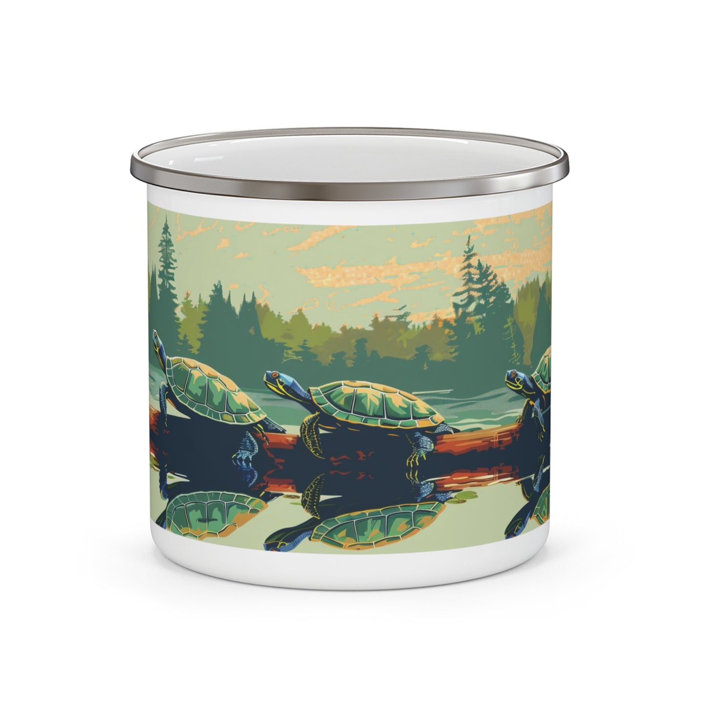 Lake Life Turtles Enamel Camping Mug