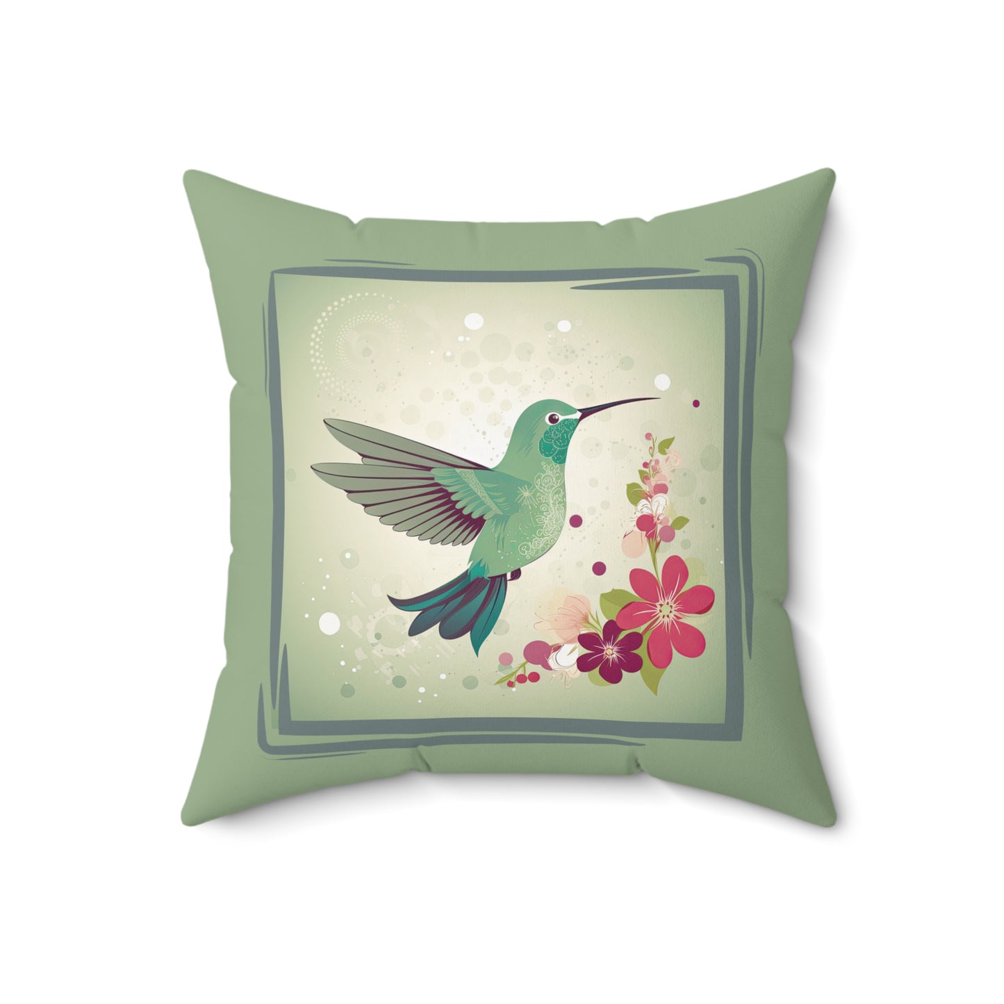 Happiness is a Hummingbird Spun Polyester Square Pillow