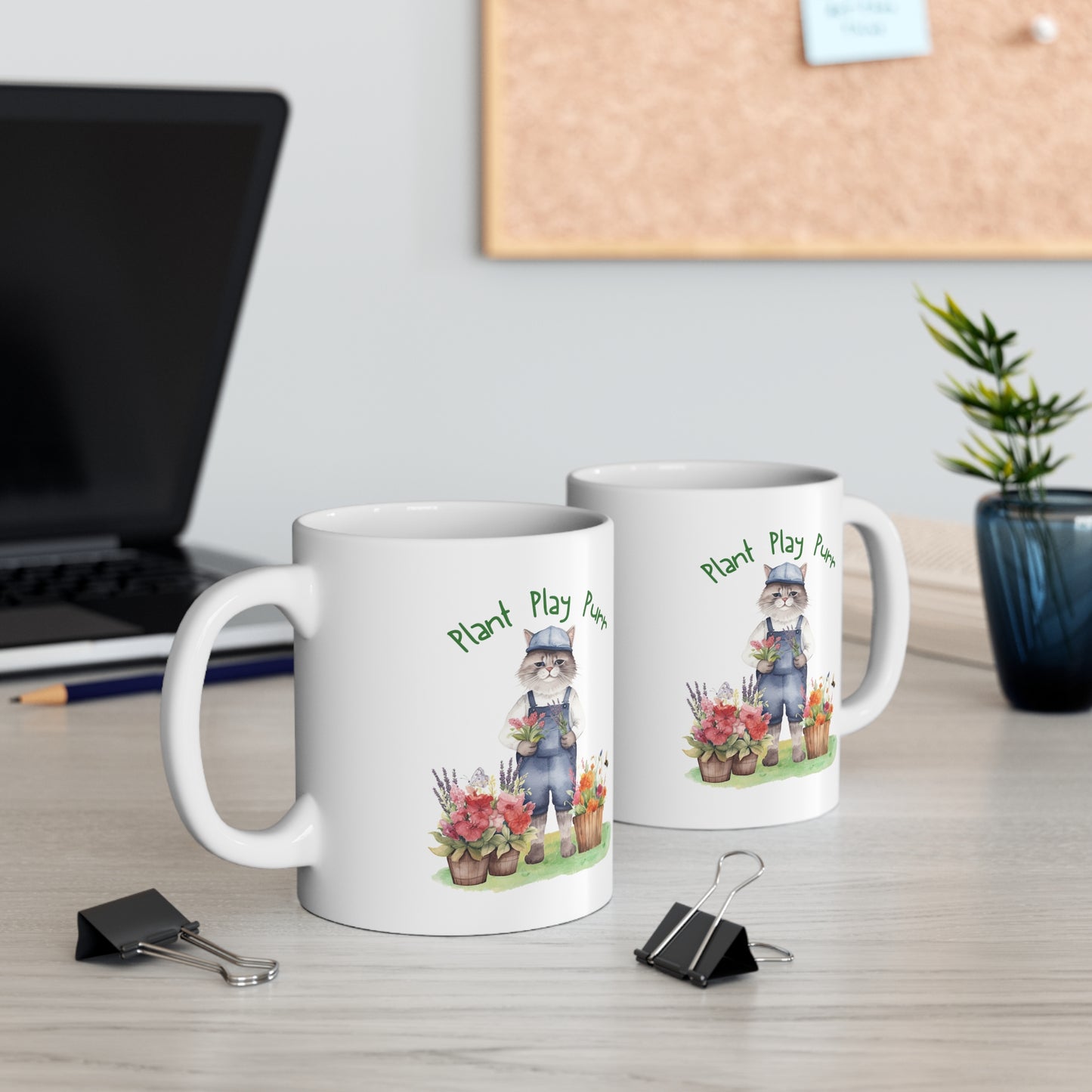 Plant, Play, Purr Ceramic Mug