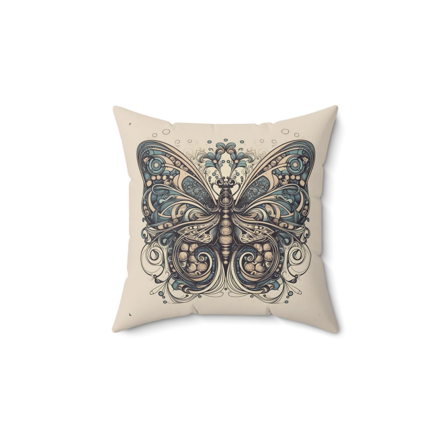 Art Nouveau Butterfly Taupe Pillow