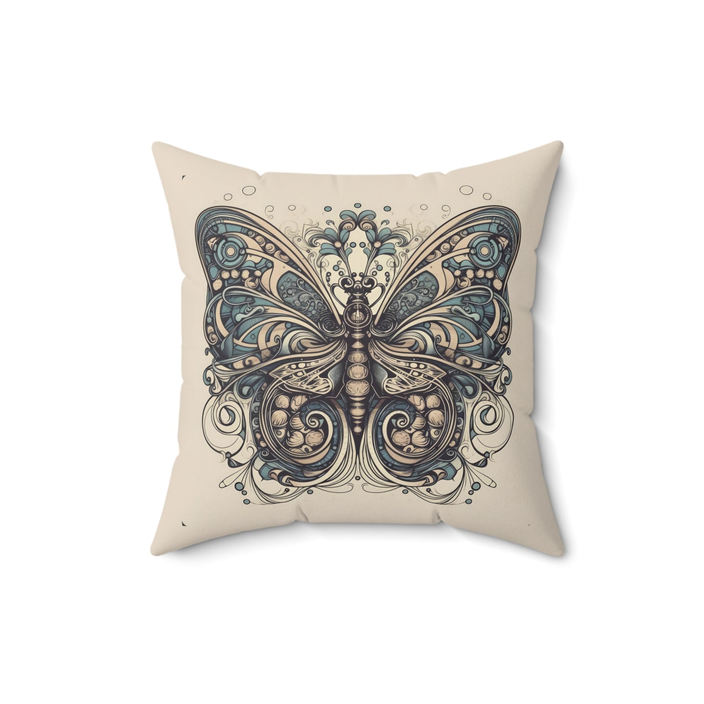 Art Nouveau Butterfly Taupe Pillow