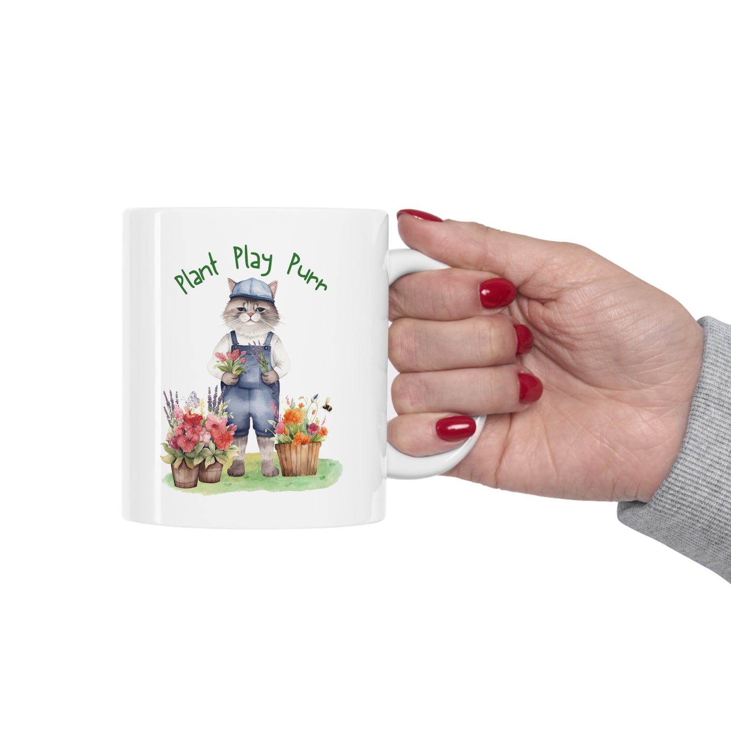 Plant, Play, Purr Ceramic Mug