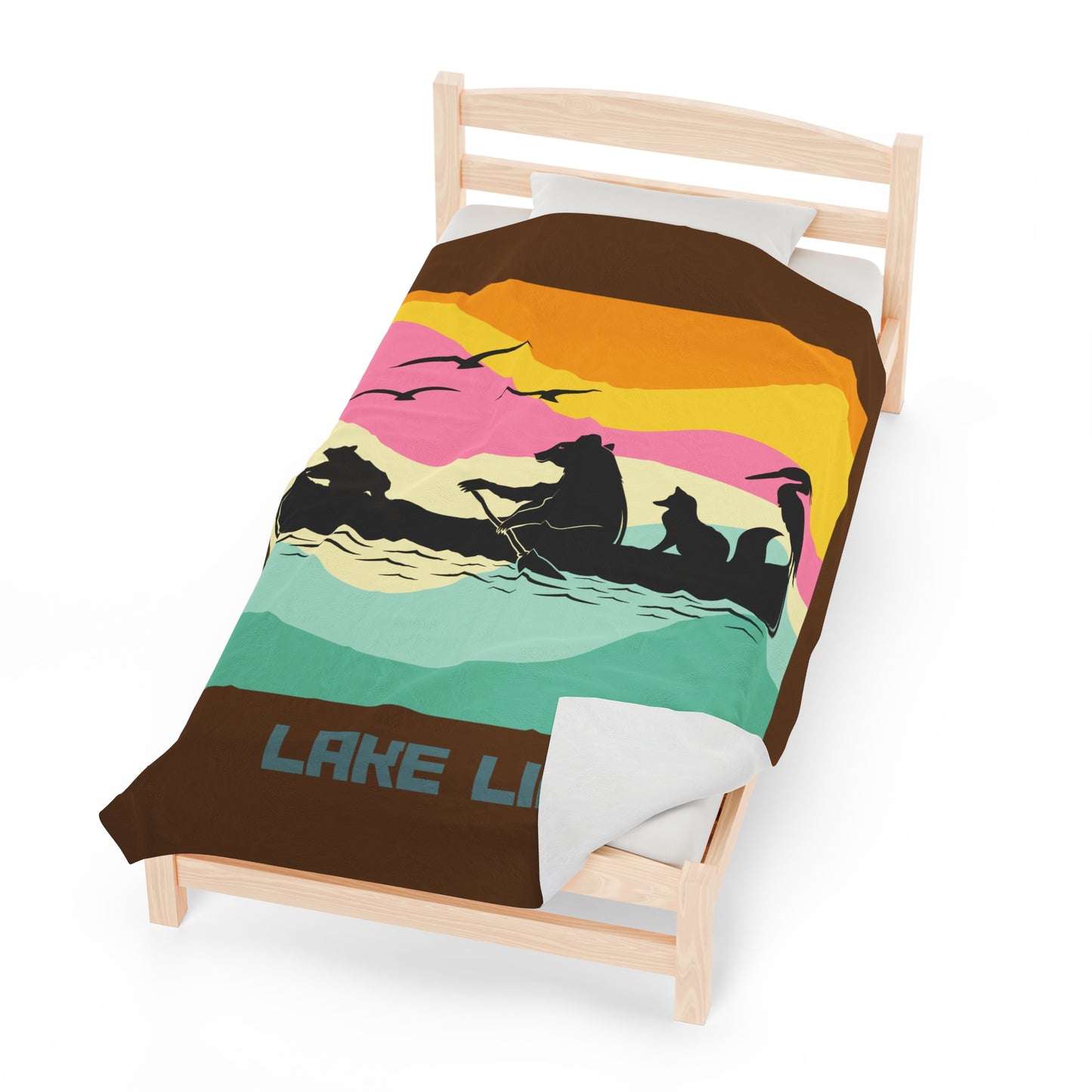 Lake Life Velveteen Plush Blanket