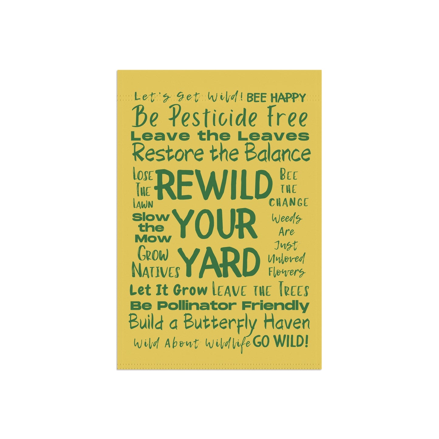 Rewild Your Garden Yellow with Green Text Garden & House Banner