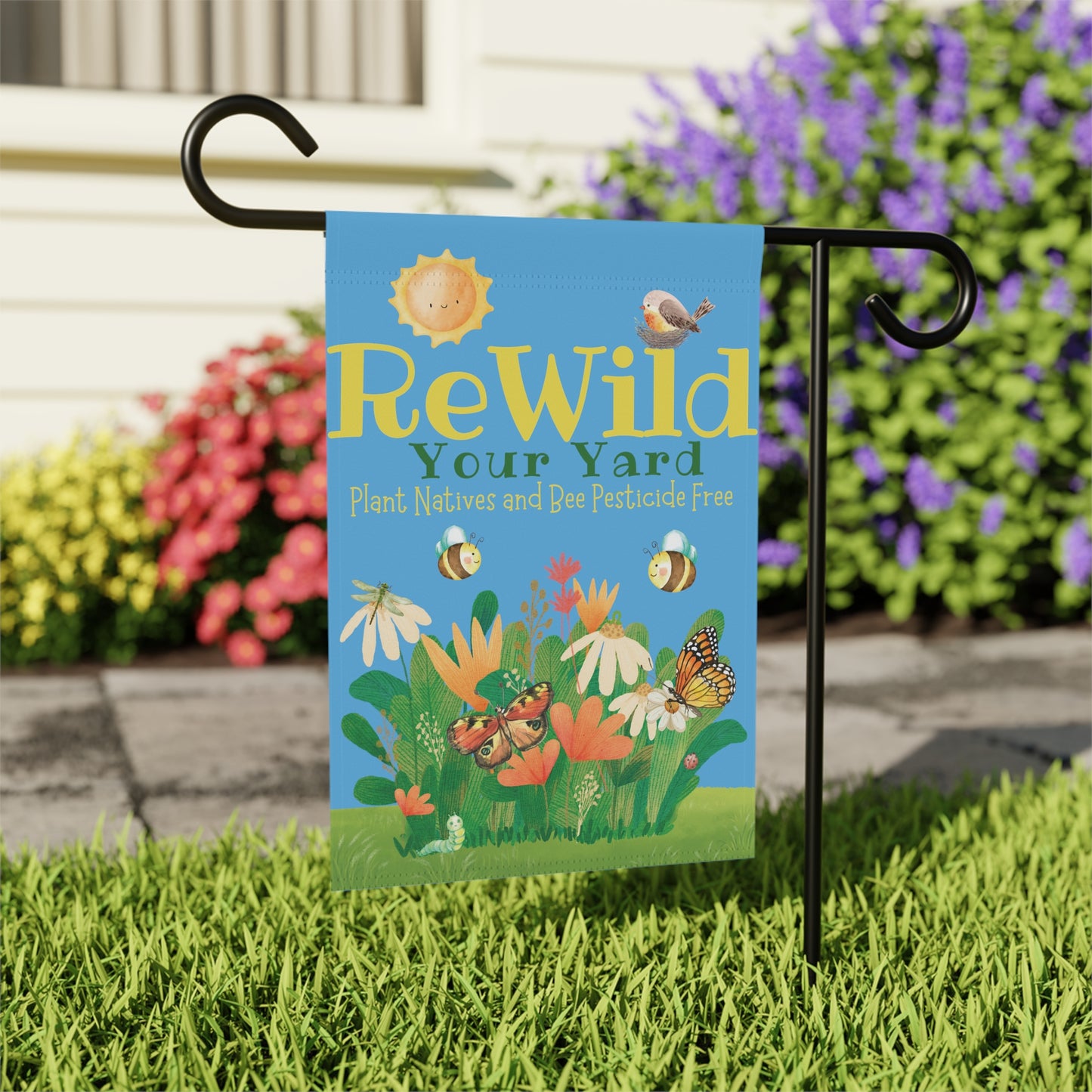 Rewild Your Yard Garden & House Banner