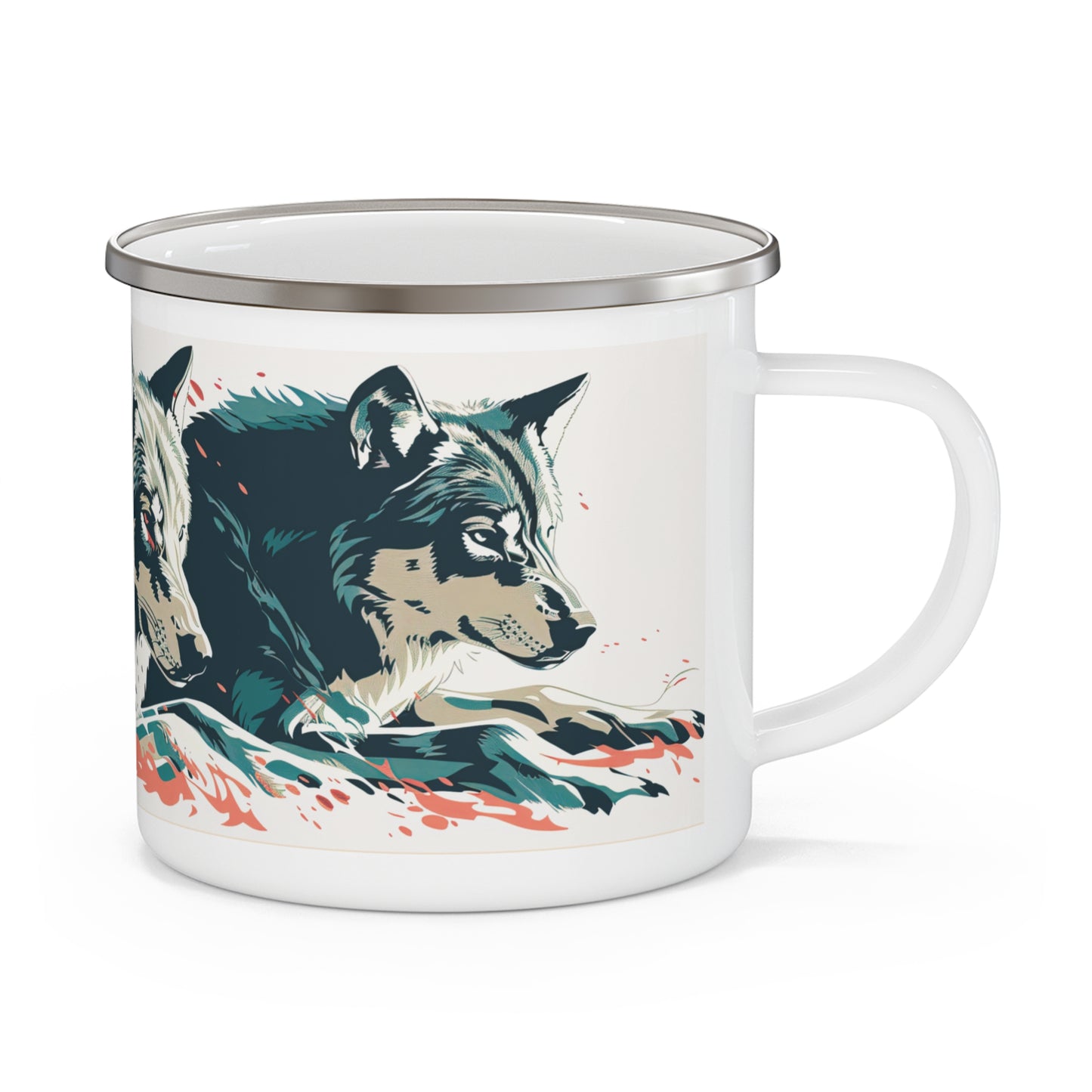 Wolf Pack Enamel Camping Mug