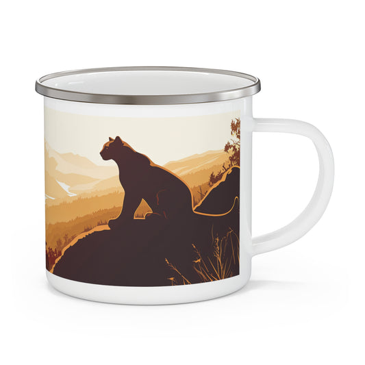 Vintage Vibes Mountain Lion Enamel Camping Mug