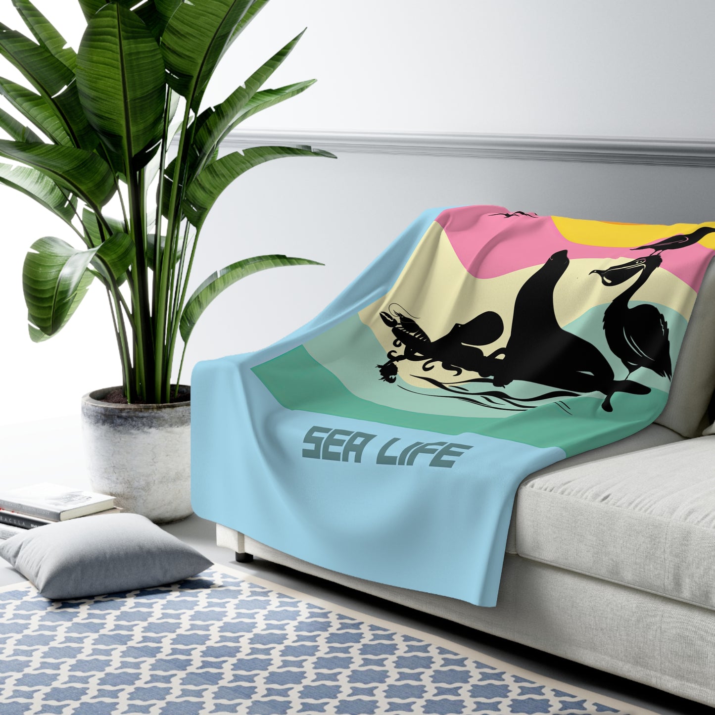 Sea Life Sherpa Fleece Blanket