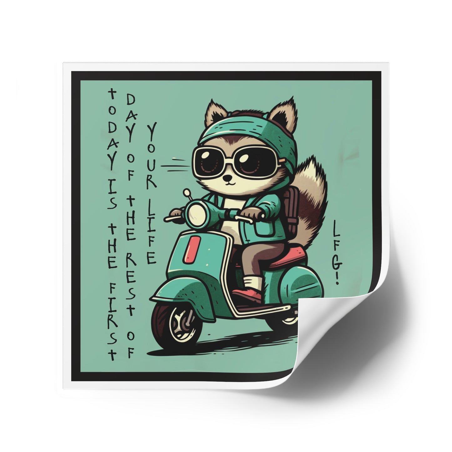 LFG! Raccoon Square Stickers, Indoor\Outdoor