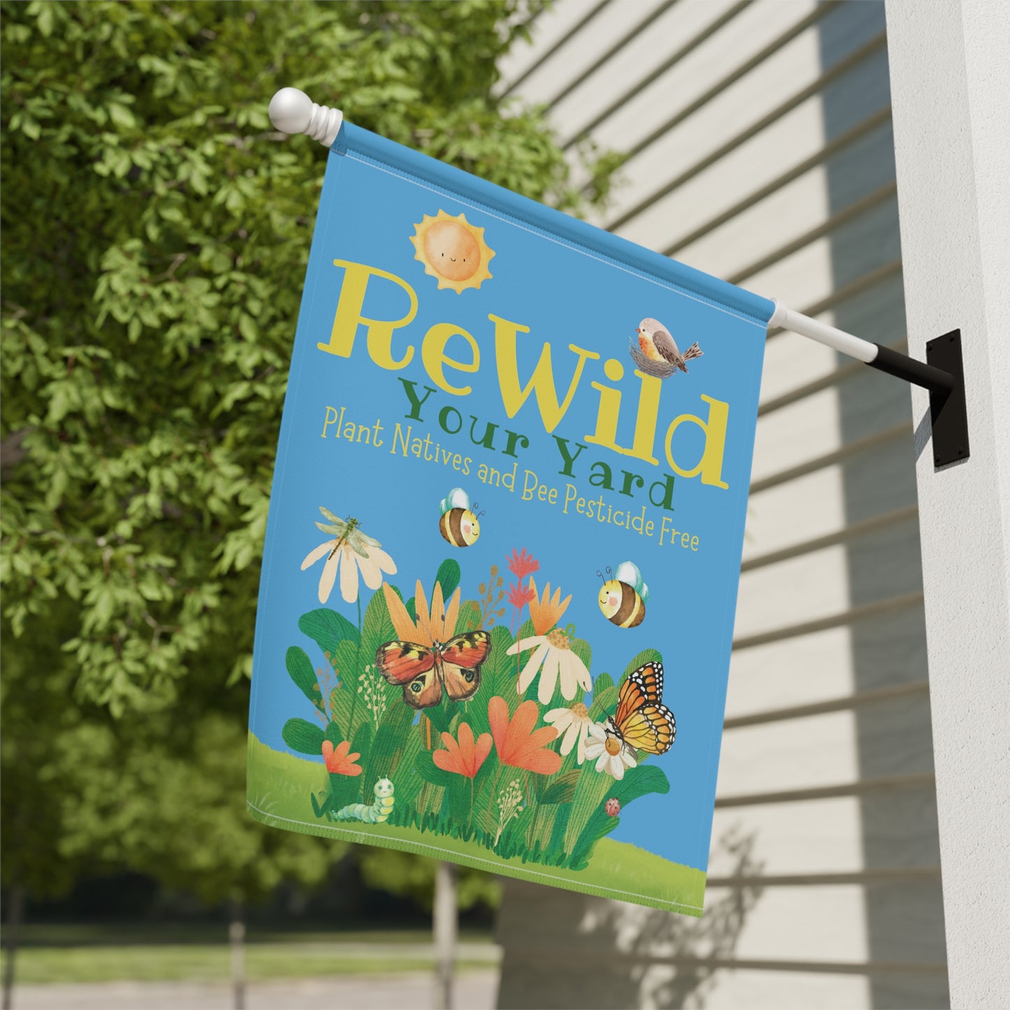 Rewild Your Yard Garden & House Banner